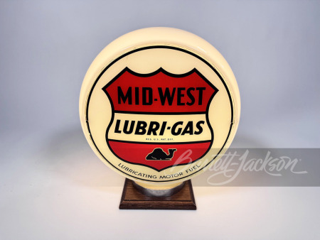 CIRCA 1940S MID-WEST LUBRI-GAS WIDE-BODIED GAS PUMP GLOBE