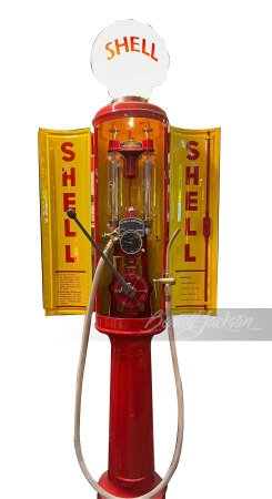 1932 EUROPEAN SHELL DUAL-CYLINDER VISIBLE GAS PUMP