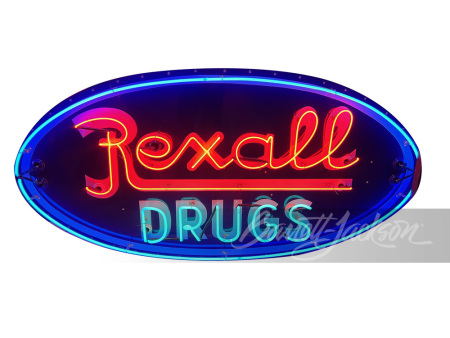 CIRCA 1930S-40S REXALL DRUGS NEON PORCELAIN SIGN