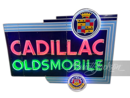 1940S-50S CADILLAC OLDSMOBILE NEON PORCELAIN SIGN