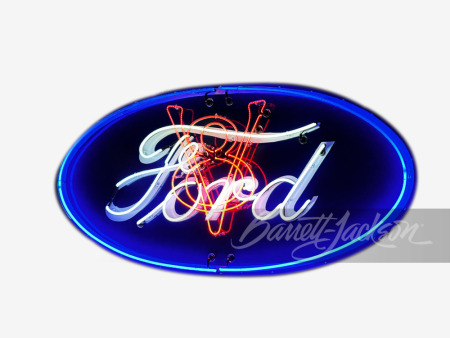 LARGE 1930S FORD V8 NEON PORCELAIN SIGN