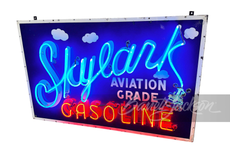 1930S SKYLARK AVIATION GRADE GASOLINE NEON PORCELAIN SIGN