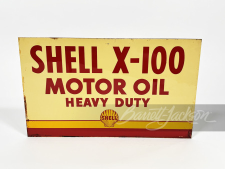 1940S SHELL X-100 MOTOR OIL TIN SIGN