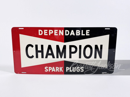 LATE 1950S-EARLY '60S CHAMPION SPARK PLUGS TIN PAINTED SIGN