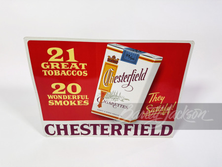 1950S CHESTERFIELD CIGARETTES EMBOSSED TIN SIGN