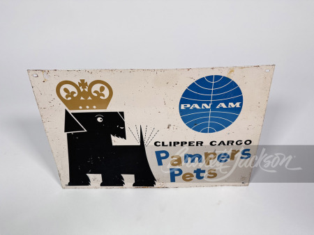 EARLY 1960S PAN AM "PAMPERS PETS" TIN SIGN