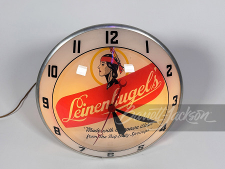 LATE 1950S-EARLY '60S LEINENKUGEL'S BEER GLASS-FACED CLOCK