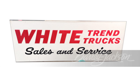 LATE 1950S-EARLY '60S WHITE TREND TRUCKS TIN SIGN