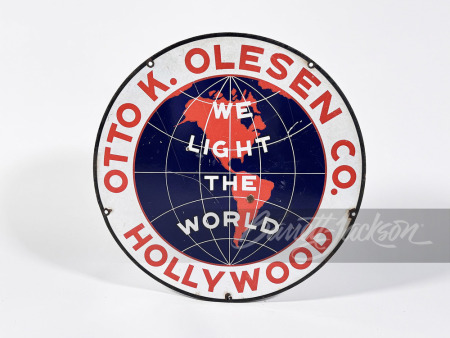 1930S OTTO OLESEN CO. OF HOLLYWOOD PORCELAIN SIGN