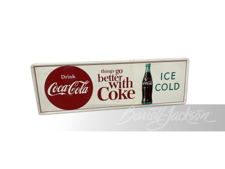 SELDOM0SEEN LATE 1950s-EARLY 60s COCA-COLA SINGLE SIDED TIN SIGN