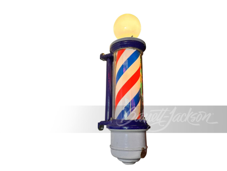 1920S KOKEN PORCELAIN-COATED LIGHTED BARBER SHOP POLE