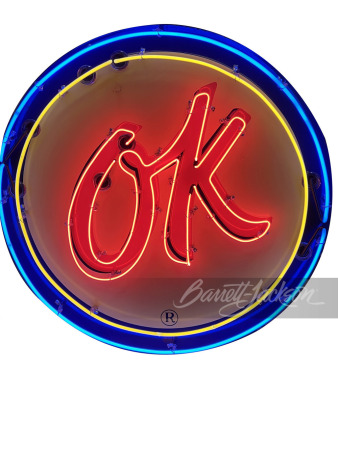 1950S CHEVROLET OK USED CARS PORCELAIN SIGN WITH ANIMATED NEON