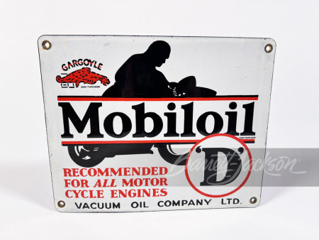 1930S GARGOYLE MOBILOIL "D" PORCELAIN SIGN