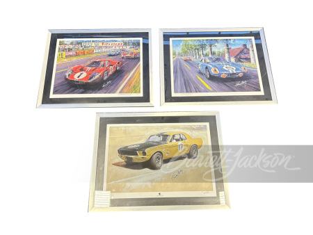 LOT OF THREE CARROLL SHELBY-AUTOGRAPHED LITHOGRAPHIC PRINTS