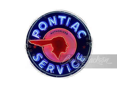 CIRCA LATE 1940S-EARLY '50S PONTIAC SERVICE PORCELAIN WITH NEON SIGN