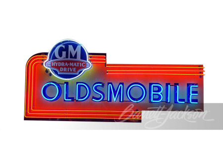 LATE 1940S-EARLY '50S OLDSMOBILE NEON PORCELAIN SIGN