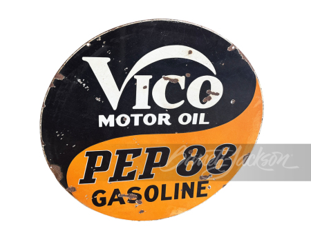 CIRCA 1930S-40S VICO MOTOR OIL/PEP 88 GASOLINE PORCELAIN SIGN