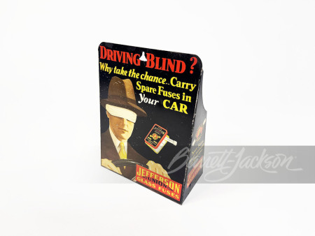 CIRCA LATE 1920S-EARLY '30S JEFFERSON AUTOMOTIVE FUSES METAL DISPLAY