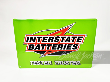VINTAGE INTERSTATE BATTERIES EMBOSSED TIN SIGN