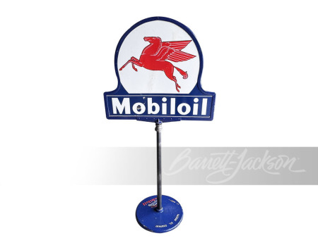 CIRCA 1930S-40S MOBILOIL PORCELAIN CURB SIGN