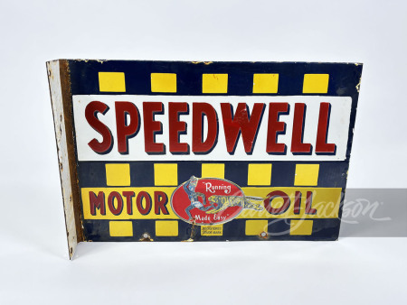 SPEEDWELL MOTOR OIL PORCELAIN FLANGE SIGN